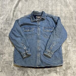 Levi's Denim Shacket Womens XL Fleece Blanket Lined Button Outside - STAIN